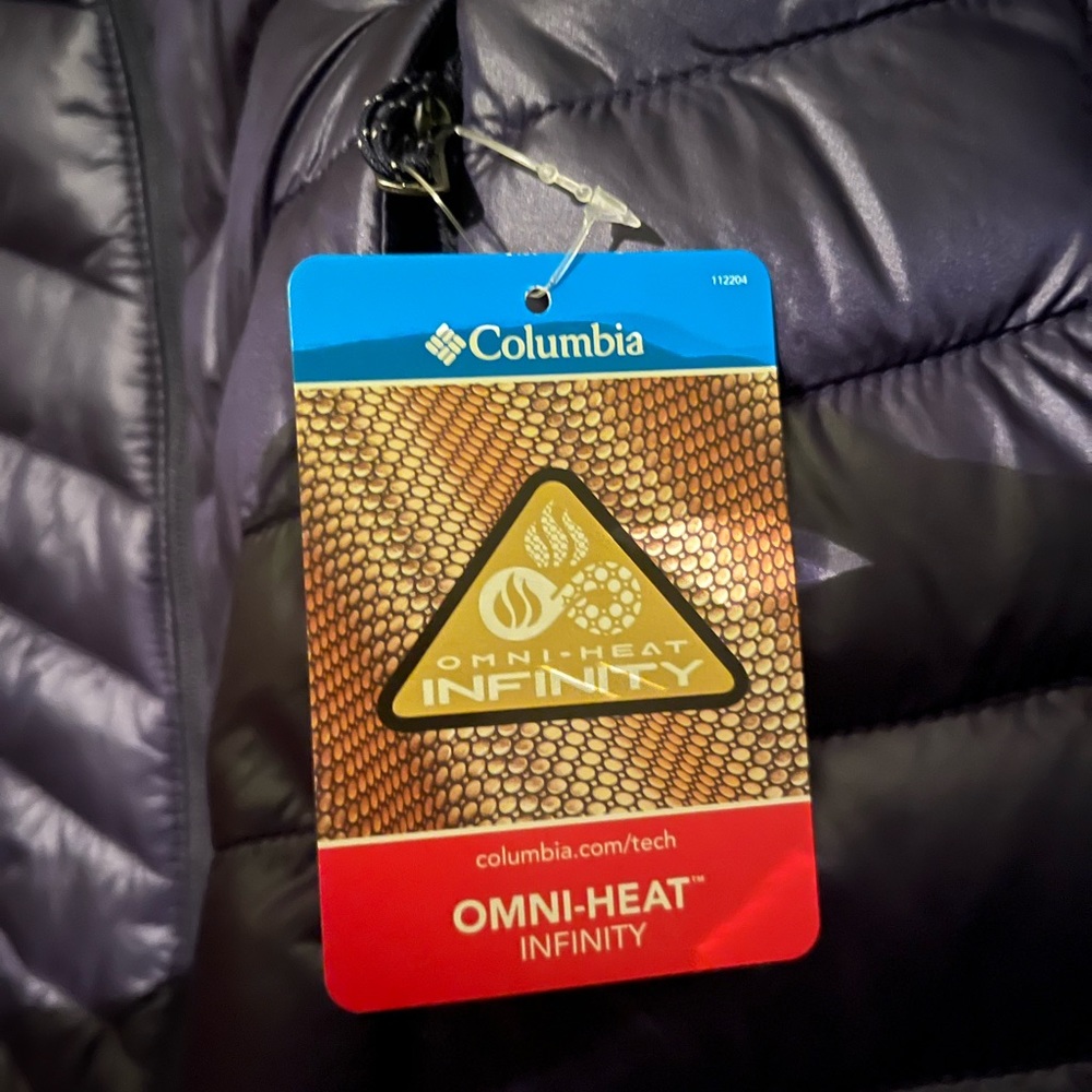 NWT Columbia Mid-length Puffer Hooded Jacket dark nocturnal - Picture 7 of 9